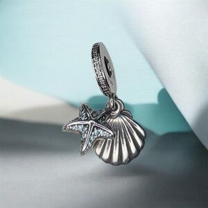 Retired Pandora Silver Starfish and Shell Charm Bracelet